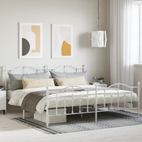 Estructura cama metal con cabecero y pie cama blanco 193x203 cm de vidaXL, Camas y somieres - Ref: Foro24-353512, Precio: 126...