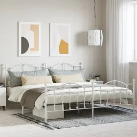 Metal bed frame with headboard and footboard white 193x203 cm by vidaXL, Beds and slatted bases - Ref: Foro24-353512, Price: ...