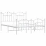 Estructura cama metal con cabecero y estribo blanco 150x200 cm de vidaXL, Camas y somieres - Ref: Foro24-353508, Precio: 144,...