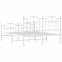 Estructura cama metal con cabecero y estribo blanco 150x200 cm de vidaXL, Camas y somieres - Ref: Foro24-353508, Precio: 144,...