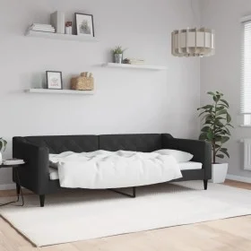 Sofá cama tela negro 90x200 cm de vidaXL, Camas y somieres - Ref: Foro24-354163, Precio: 184,19 €, Descuento: %