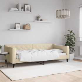 Sofá cama tela color crema 90x200 cm