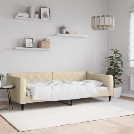 Sofá cama tela color crema 90x200 cm de vidaXL, Camas y somieres - Ref: Foro24-354165, Precio: 186,90 €, Descuento: %
