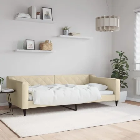 Cream fabric sofa bed 100x200 cm by vidaXL, Beds and slatted bases - Ref: Foro24-354170, Price: 195,75 €, Discount: %