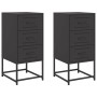 Mesitas de noche 2 unidades acero negra 36x39x78 cm