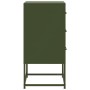 Mesita de noche acero verde oliva 36x39x78 cm
