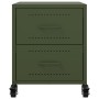 Mesita de noche acero verde oliva 36x39x43,5 cm