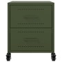 Mesitas de noche 2 unidades acero verde oliva 36x39x43,5 cm