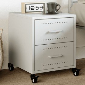 Mesita de noche acero blanco 36x39x43,5 cm