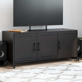 Mueble para TV acero negro 100,5x39x43,5 cm