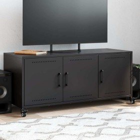 Mueble para TV acero negro 100,5x39x43,5 cm