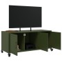 Mueble TV acero laminado en frío verde oliva 100,5x39x43,5 cm en Muebles TV | Comprar online en Foro24
