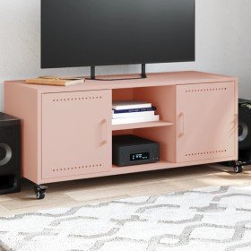 Mueble de TV acero rosa 100,5x39x43,5 cm Mueble de TV acero rosa 100,5x39x43,5 cm