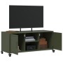 Mueble de TV de acero verde oliva 100,5x39x43,5 cm