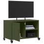 Mueble de TV de acero verde oliva 68x39x43,5 cm