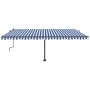 Toldo de pie retráctil manual azul y blanco 500x350 cm