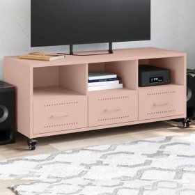 Mueble de TV acero rosa 100,5x39x43,5 cm en Muebles TV | Comprar online en Foro24