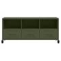 Mueble de TV de acero verde oliva 100,5x39x43,5 cm