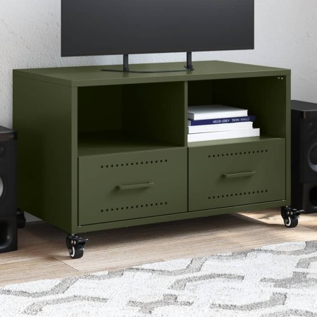 Mueble de TV de acero verde oliva 68x39x43,5 cm en Muebles TV | Comprar online en Foro24
