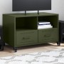 Mueble de TV de acero verde oliva 68x39x43,5 cm en Muebles TV | Comprar online en Foro24