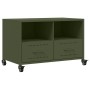 Mueble de TV de acero verde oliva 68x39x43,5 cm en Muebles TV | Comprar online en Foro24