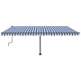 Toldo retráctil manual con luz LED azul y blanco 500x350 cm