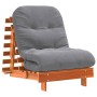 Futón sofá cama con colchón madera maciza marrón 70x206x11 cm