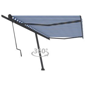 Toldo de pie automático azul y blanco 500x350 cm Toldo de pie automático azul y blanco 500x350 cm