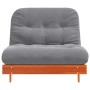 Futón sofá cama con colchón madera maciza marrón 100x206x11 cm