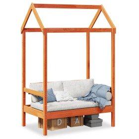 Banco con techo madera maciza pino marrón cera 117,5x70x176,5cm en Bancos | Comprar online en Foro24