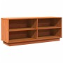 Mueble zapatero madera maciza de pino marrón cera 110x34x45 cm