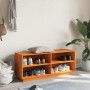Mueble zapatero madera maciza de pino marrón cera 110x34x45 cm