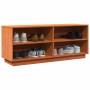 Mueble zapatero madera maciza de pino marrón cera 110x34x45 cm