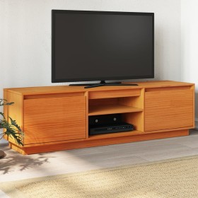 Mueble de TV madera maciza de pino marrón cera 140x35x40 cm Mueble de TV madera maciza de pino marrón cera 140x35x40 cm