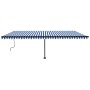 Toldo de pie retráctil manual azul y blanco 600x350 cm
