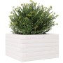 Jardinera de madera maciza de pino blanca 40x40x23 cm
