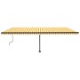 Toldo de pie retráctil manual amarillo y blanco 600x350 cm