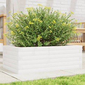 Jardinera de madera maciza de pino blanca 70x40x23 cm Jardinera de madera maciza de pino blanca 70x40x23 cm