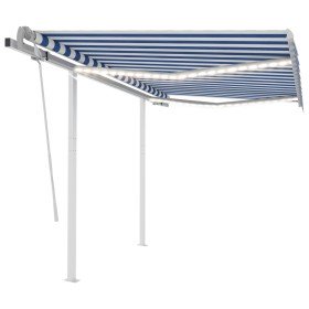 Toldo manual retráctil con luz LED azul y blanco 3x2,5 m Toldo manual retráctil con luz LED azul y blanco 3x2,5 m