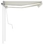 Toldo manual retráctil con luz LED crema 3x2,5 m