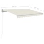 Toldo manual retráctil con luz LED crema 3x2,5 m
