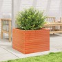 Jardinera de madera maciza de pino marrón cera 60x60x45,5 cm