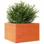 Jardinera madera maciza de pino marrón cera 70x70x45,5 cm