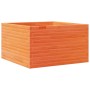 Jardinera de madera maciza de pino marrón cera 80x80x45,5 cm