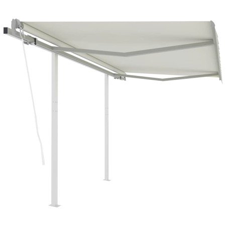 Toldo retráctil automático con postes crema 3x2,5 m