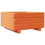 Jardinera madera maciza de pino marrón cera 50x50x26,5 cm