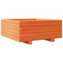 Jardinera de madera maciza de pino marrón cera 60x60x26,5 cm