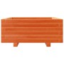 Jardinera de madera maciza de pino marrón cera 60x60x26,5 cm