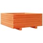 Jardinera de madera maciza de pino marrón cera 60x60x26,5 cm