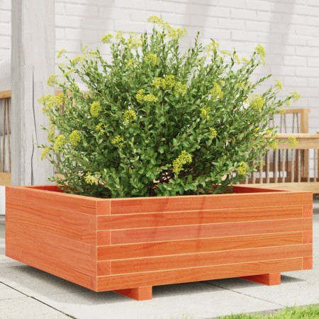 Jardinera de madera maciza de pino marrón cera 70x70x26,5 cm en Maceteros y jardineras | Comprar online en Foro24